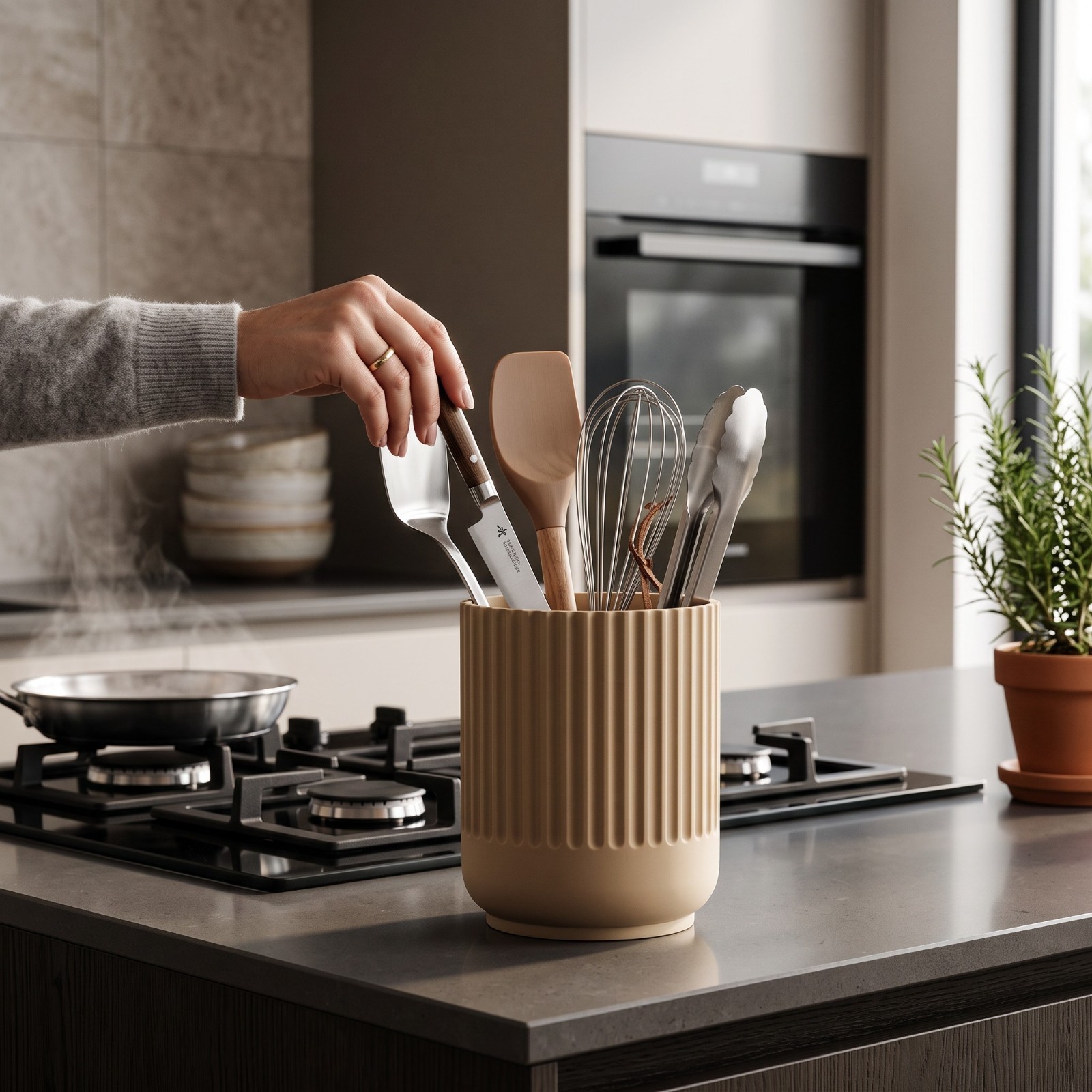 Porta Utensili da Cucina Moderno – Portamestoli Posate Mestoli Design 3D, vista 5