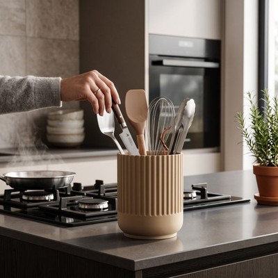 Porta Utensili da Cucina Moderno – Portamestoli Posate Mestoli Design 3D, vista 5