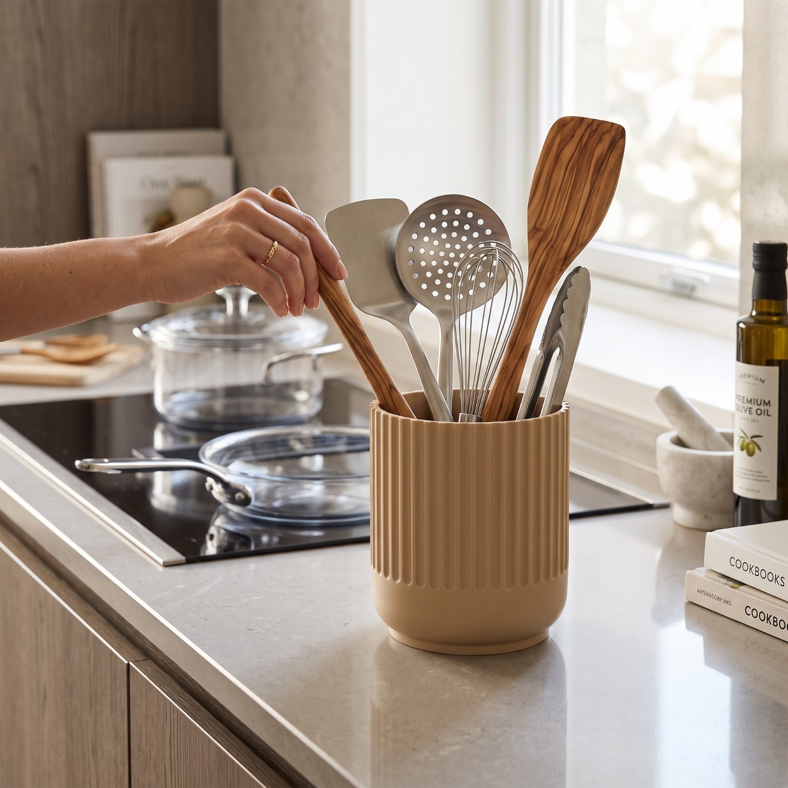 Porta Utensili da Cucina Moderno – Portamestoli Posate Mestoli Design 3D, vista 3