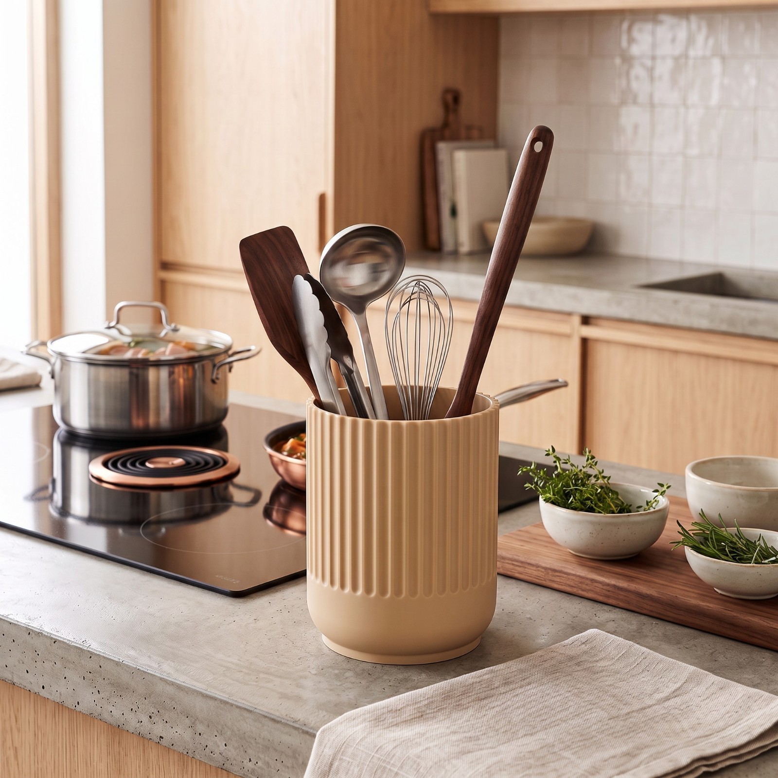 Porta Utensili da Cucina Moderno – Portamestoli Posate Mestoli Design 3D, vista 2