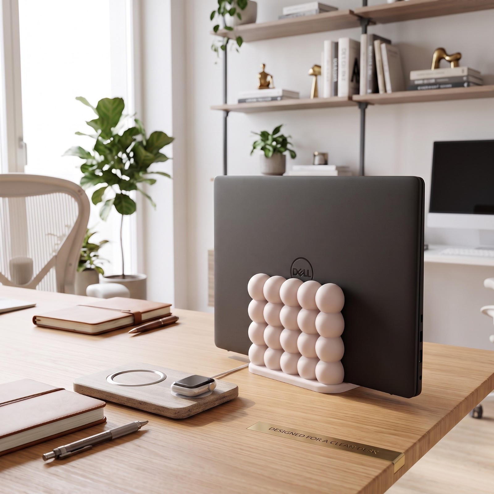 Supporto Verticale Porta Laptop Notebook Salvaspazio da Scrivania Design Bubble, vista 3