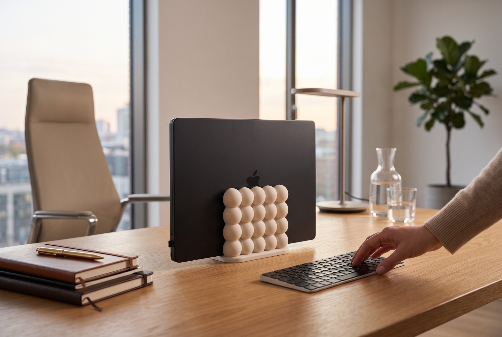 Supporto Verticale Porta Laptop Notebook Salvaspazio da Scrivania Design Bubble, vista 7