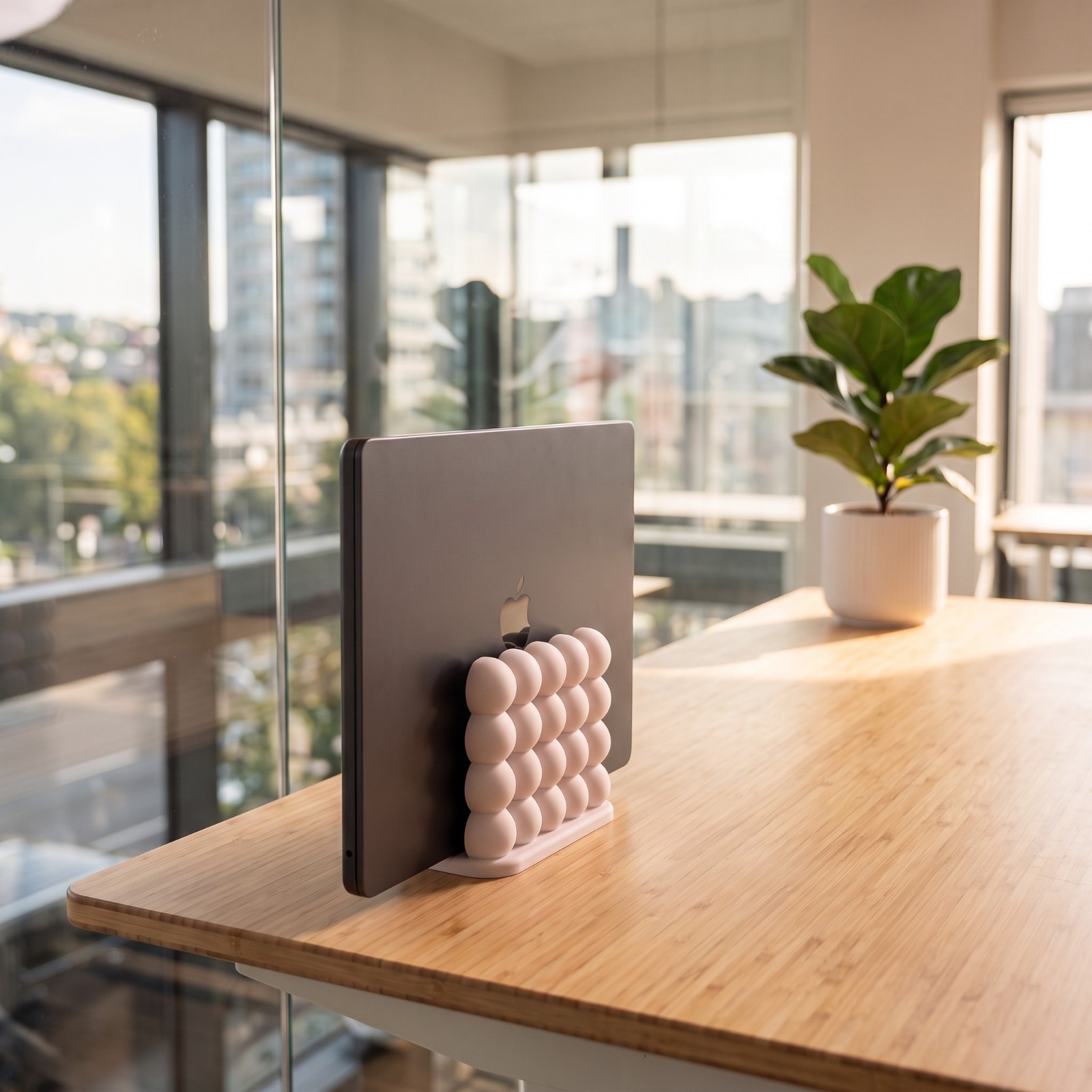 Supporto Verticale Porta Laptop Notebook Salvaspazio da Scrivania Design Bubble, vista 2