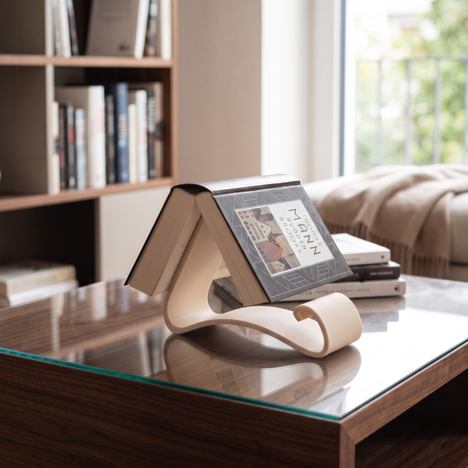 Supporto Leggio Porta Libro da Tavolo Design Moderno Lettura Libri Ricette Wavy, vista 3