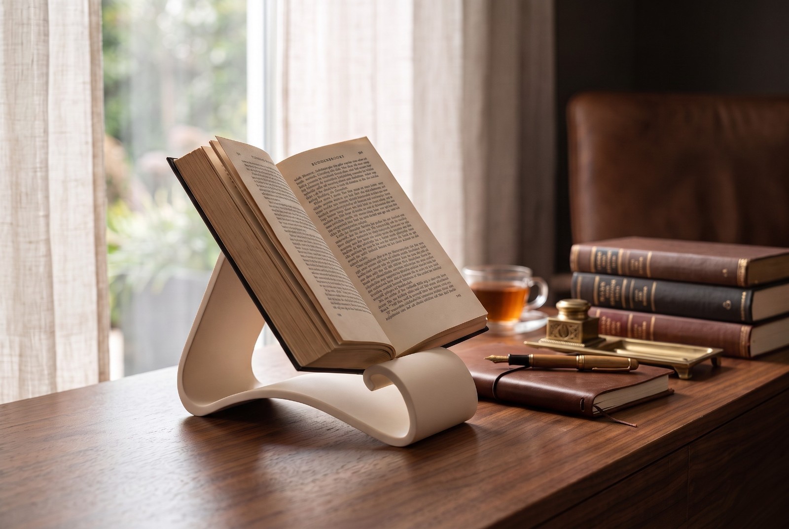 Supporto Leggio Porta Libro da Tavolo Design Moderno Lettura Libri Ricette Wavy, vista 5