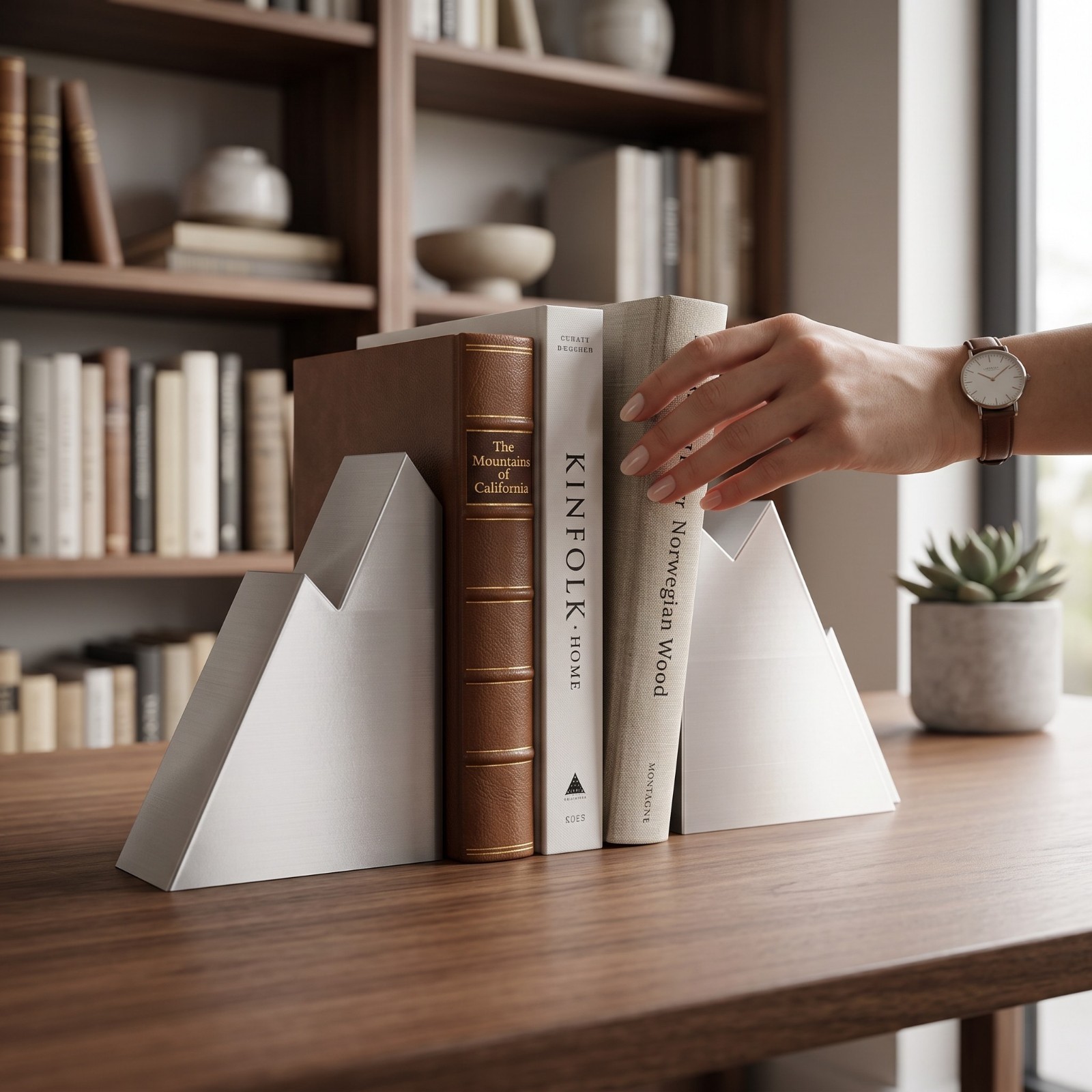 Fermalibri Design Montagna Reggilibri Moderno da Mensola Libreria Stampa 3D