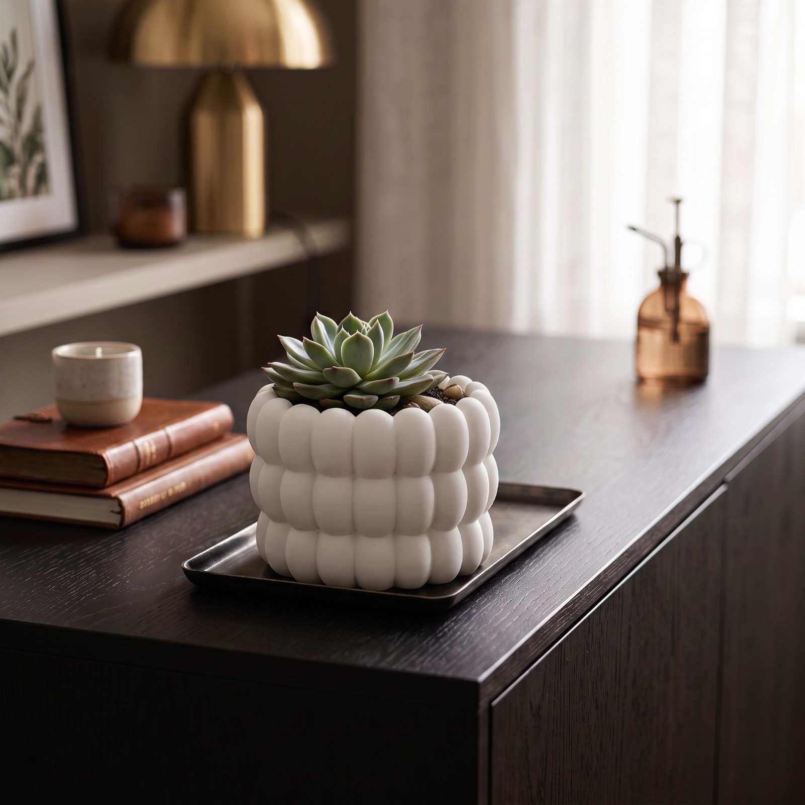 Vaso Portapiante Bubble Design Moderno per Piante Grasse Succulente Stampa 3D, vista 7