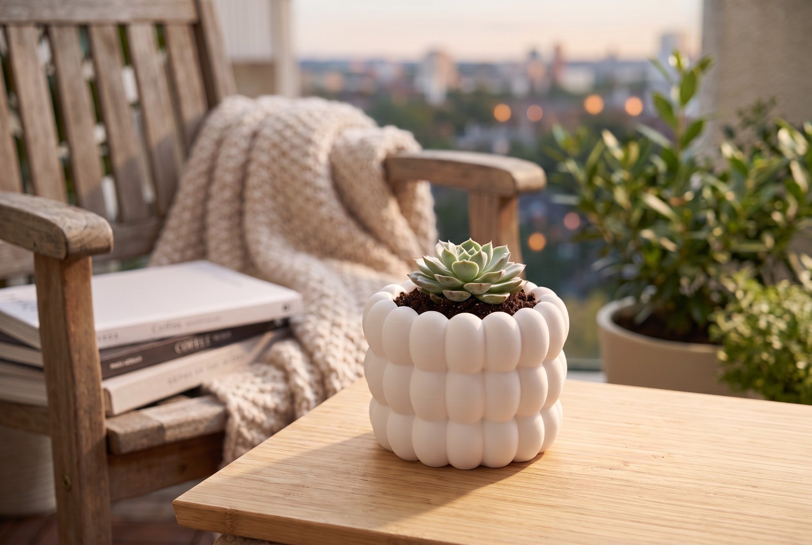 Vaso Portapiante Bubble Design Moderno per Piante Grasse Succulente Stampa 3D, vista 2