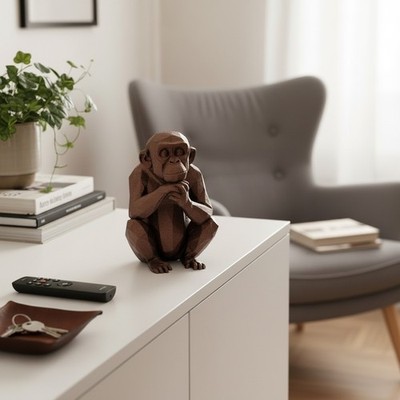 Scimmia Pensierosa Low Poly Statua Decorativa Stampa 3D Arredo Casa Ufficio, vista 11