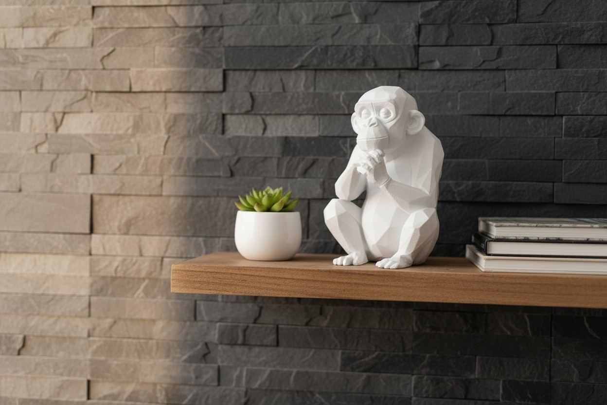 Scimmia Pensierosa Low Poly Statua Decorativa Stampa 3D Arredo Casa Ufficio, vista 15