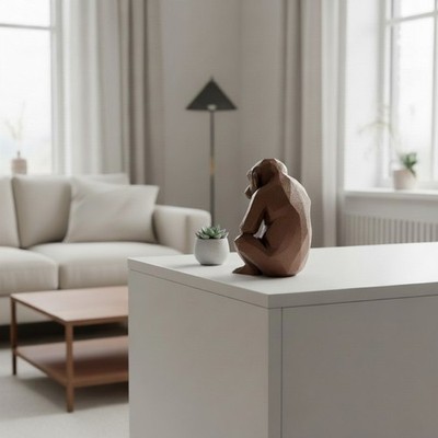 Scimmia Pensierosa Low Poly Statua Decorativa Stampa 3D Arredo Casa Ufficio, vista 10