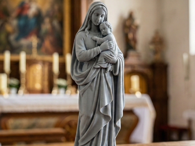 Statua Madonna con Gesù Stampata in 3D | Scultura Religiosa Sacra | Idea Regalo