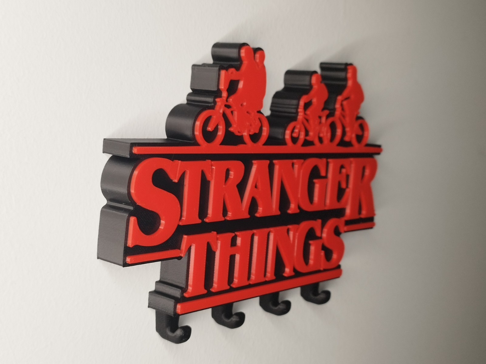 Stranger Things Portachiavi da Parete 3D Stampa – Appendi Chiavi Nero Rosso Deco, vista 4