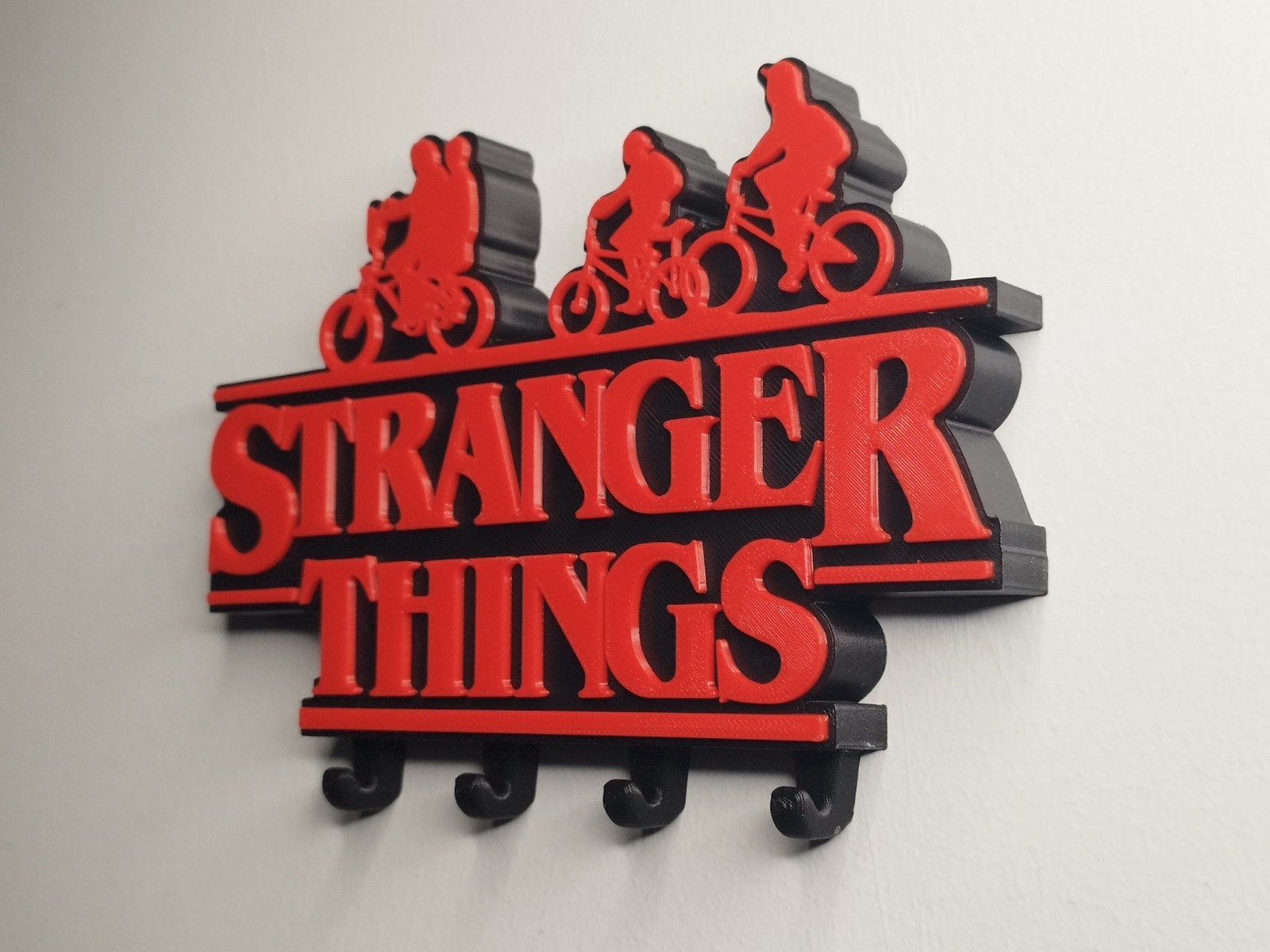 Stranger Things Portachiavi da Parete 3D Stampa – Appendi Chiavi Nero Rosso Deco, vista 2