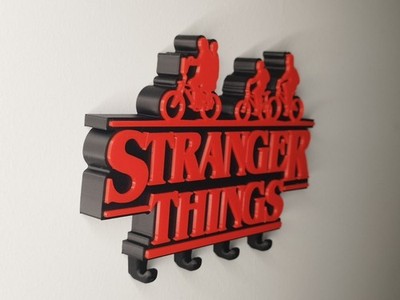Stranger Things Portachiavi da Parete 3D Stampa – Appendi Chiavi Nero Rosso Deco, vista 4