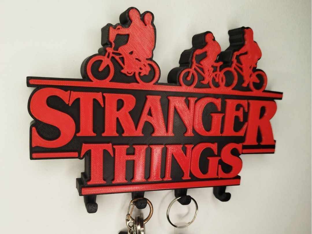 Stranger Things Portachiavi da Parete 3D Stampa – Appendi Chiavi Nero Rosso Deco, vista 7