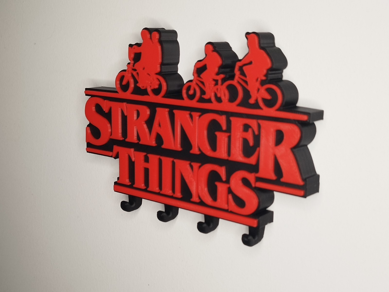 Stranger Things Portachiavi da Parete 3D Stampa – Appendi Chiavi Nero Rosso Deco, vista 5