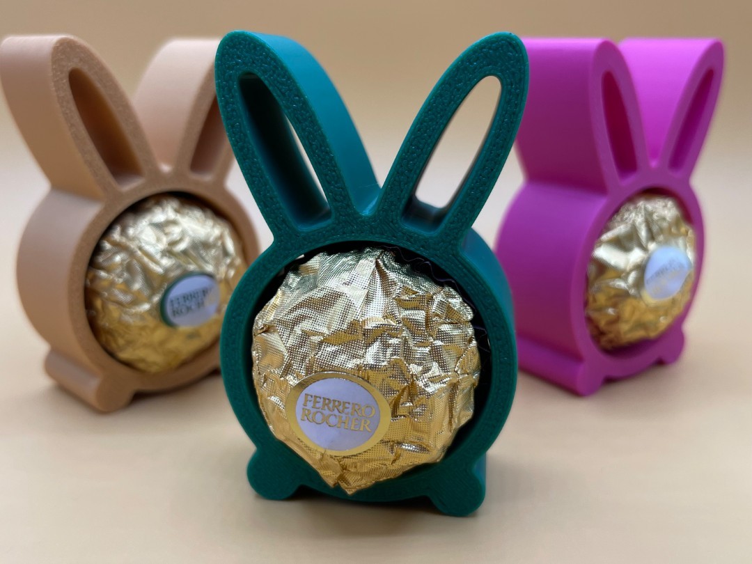 Porta Cioccolatino Pasquale Coniglio – Supporto Ferrero Rocher – Stampa 3D - 3pz, vista 3