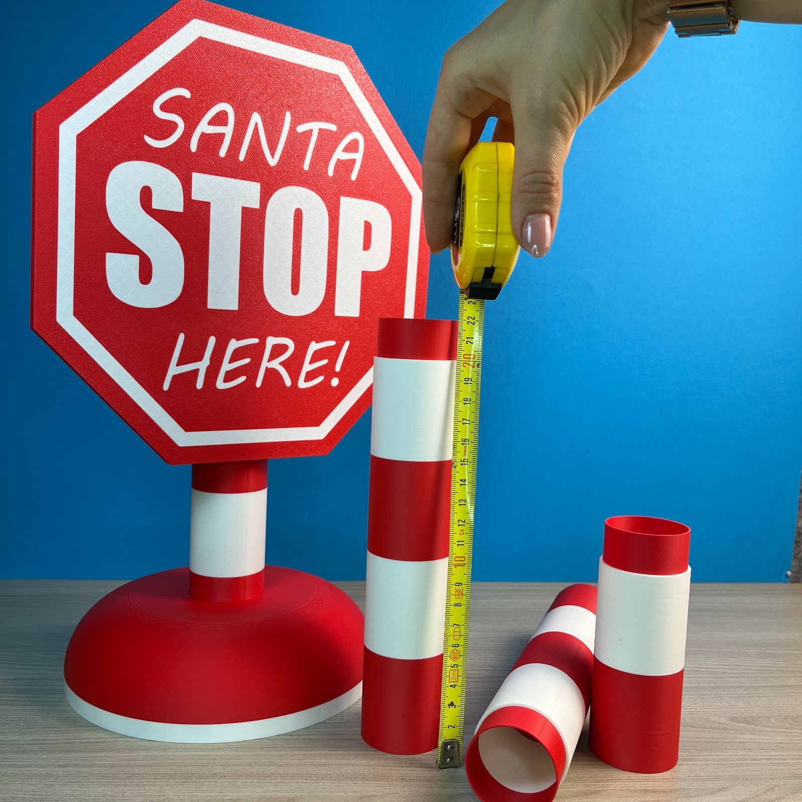 Cartello Babbo Natale Fermati Alto 1metro - Natale 3D SANTA STOP HERE, vista 5