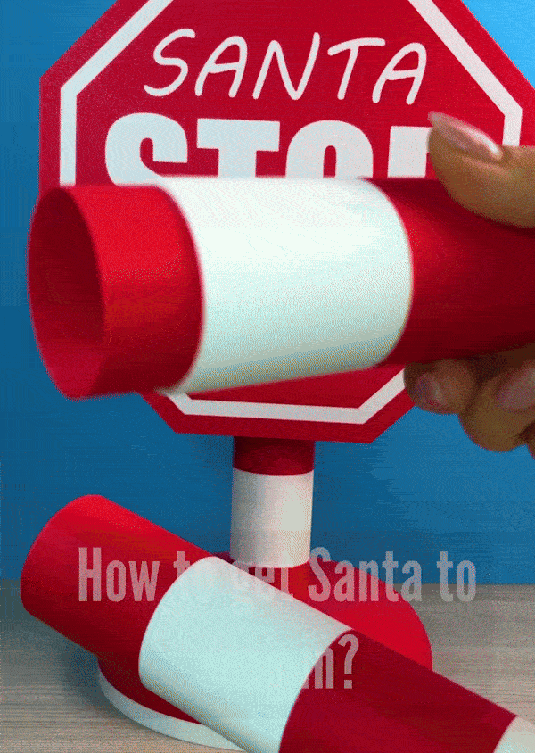 Cartello Babbo Natale Fermati Alto 1metro - Natale 3D SANTA STOP HERE, vista 3