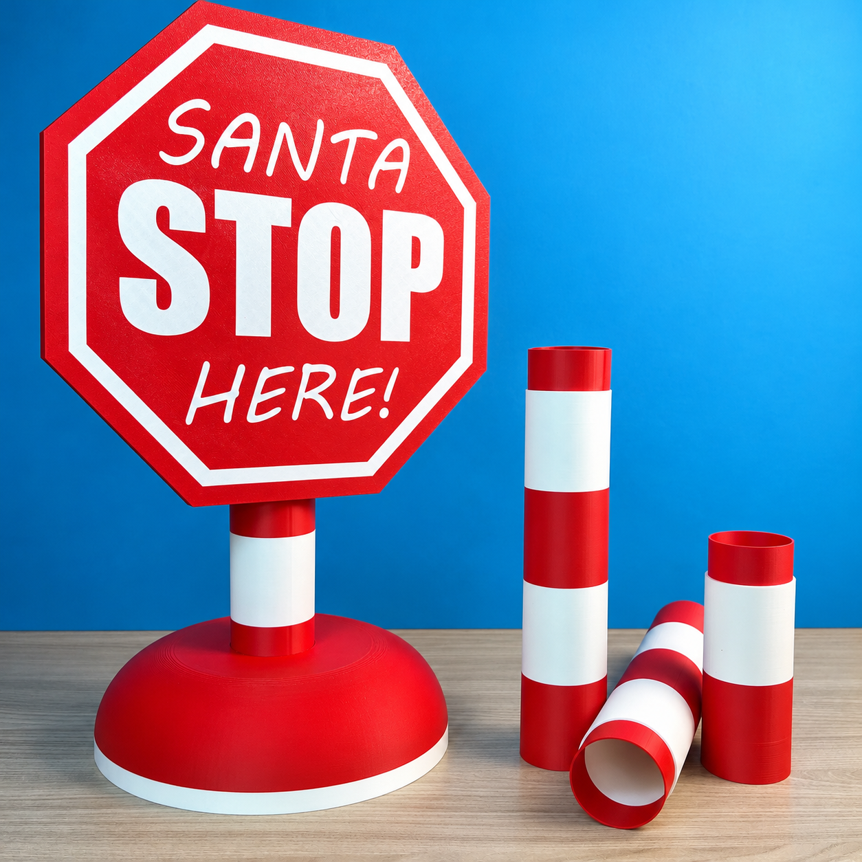 Cartello Babbo Natale Fermati Alto 1metro - Natale 3D SANTA STOP HERE