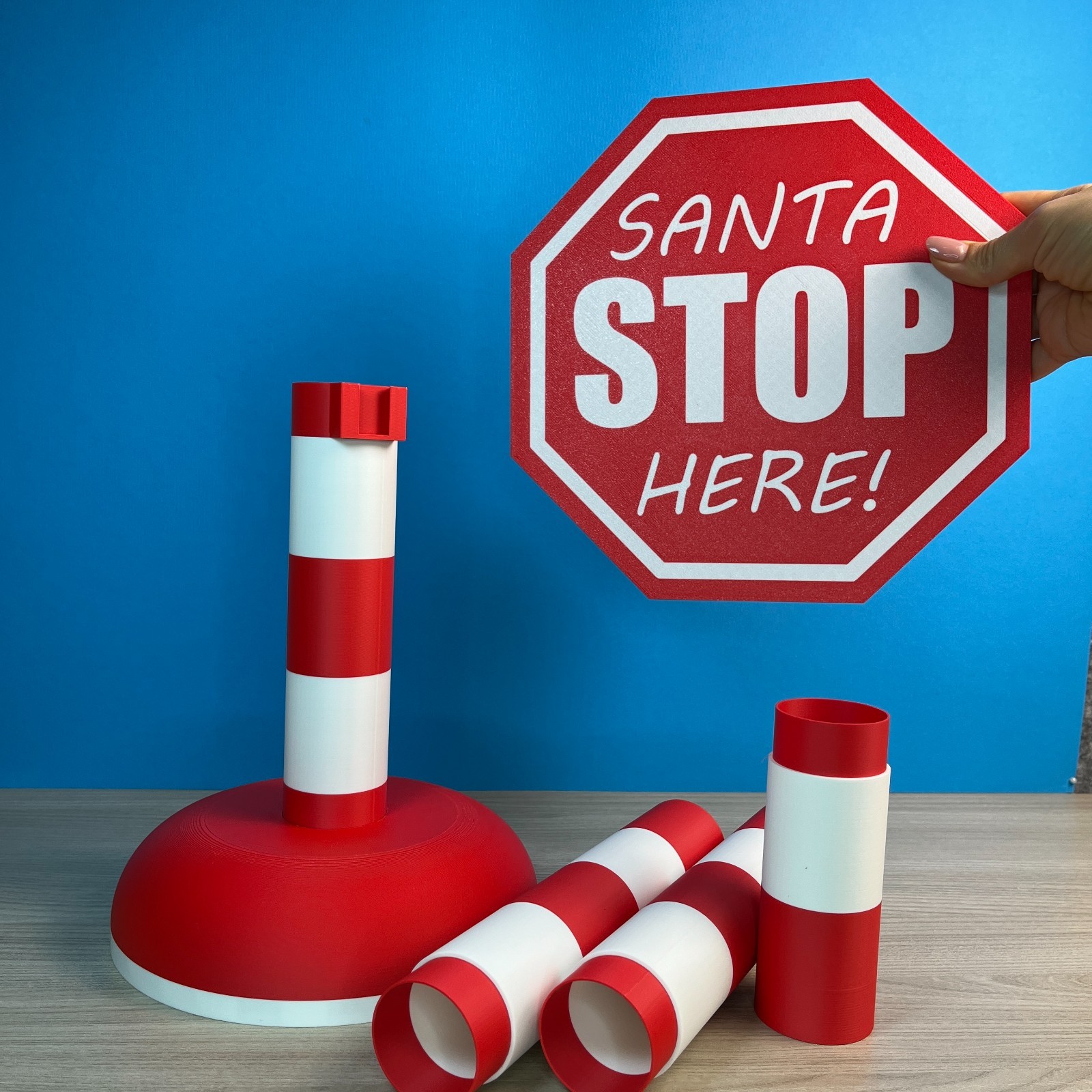 Cartello Babbo Natale Fermati Alto 1metro - Natale 3D SANTA STOP HERE, vista 2