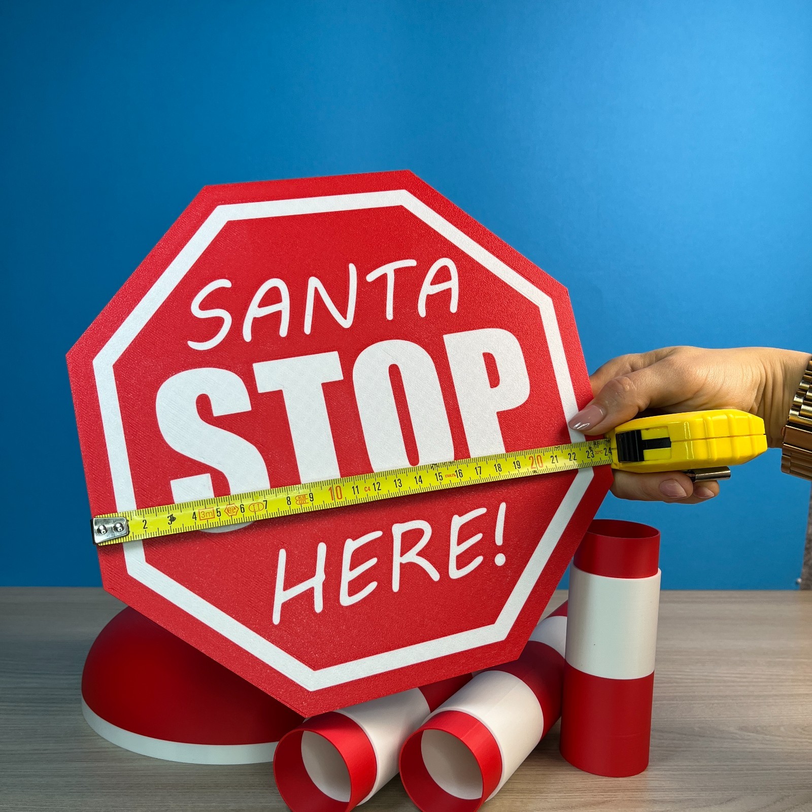 Cartello Babbo Natale Fermati Alto 1metro - Natale 3D SANTA STOP HERE, vista 4