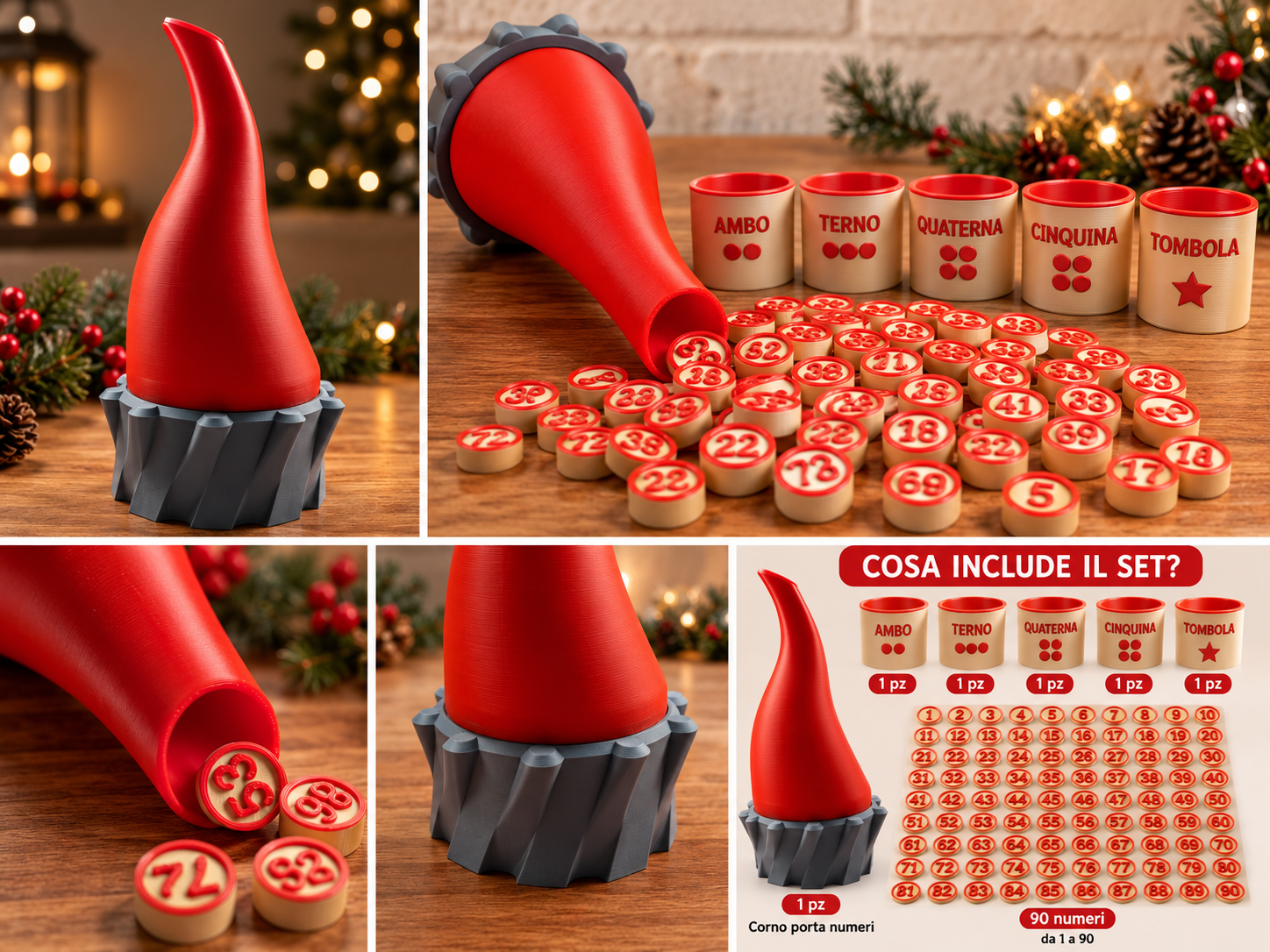 TOMBOLA NAPOLETANA 3D – SET COMPLETO CON NUMERI E CONTENITORI!