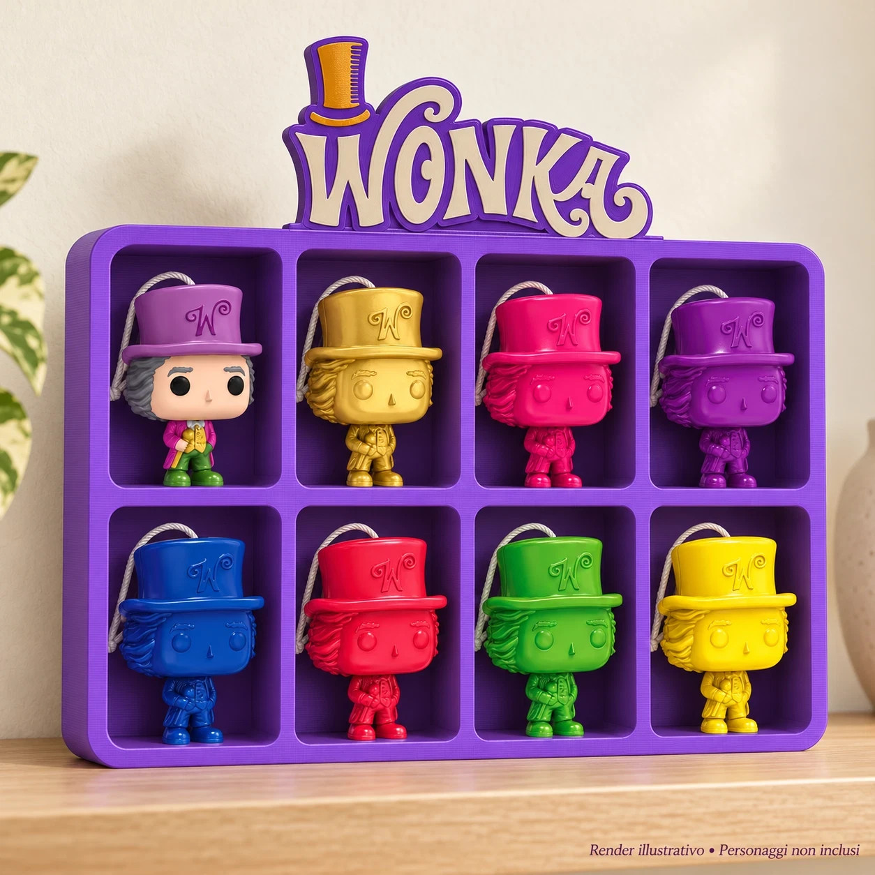 Espositore Wonka per 8 Funko Pop Kinder Joy Stampa 3D Colori Personalizzabili