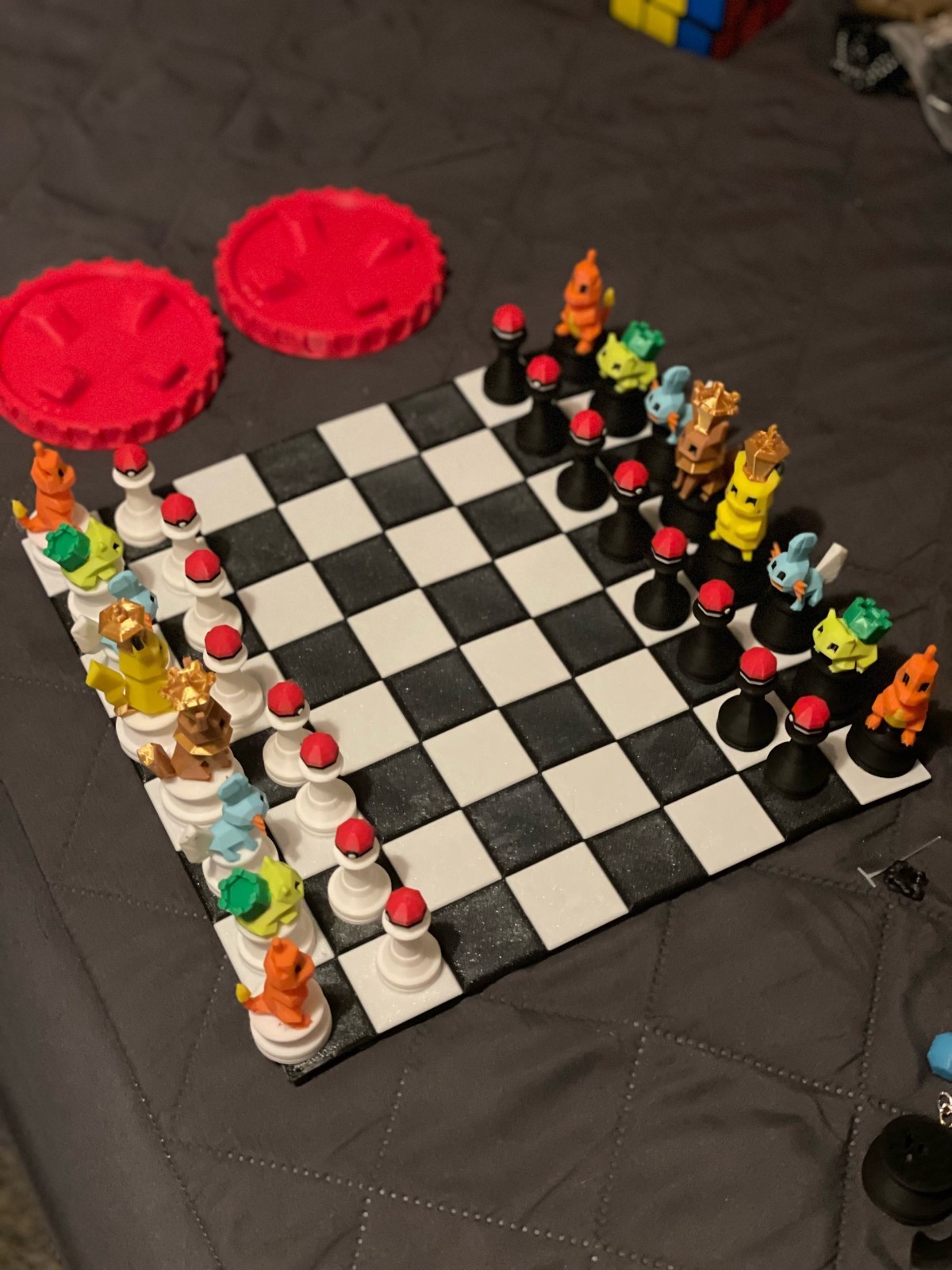 Scacchiera Pokémon Artigianale – Pezzi 3D Personalizzati, vista 4