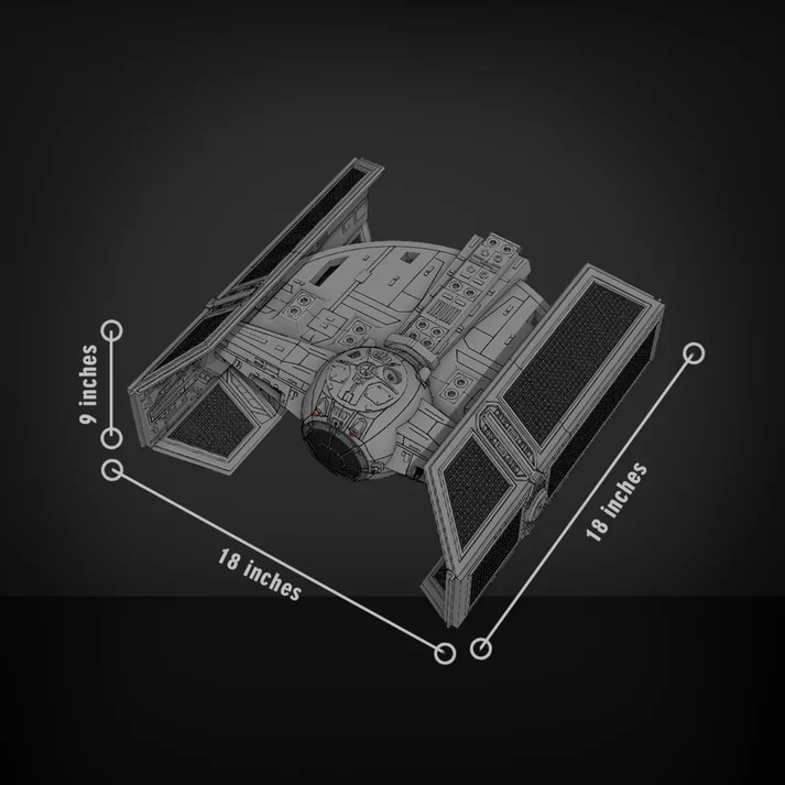 Astronave TIE Fighter Star Wars XXL Stampata in 3D – Modellino Da Collezione 46x, vista 3