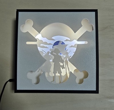 Lampada LED One Piece 3D Shadow Box | Luffy Zoro Nami | Idea Regalo, vista 2