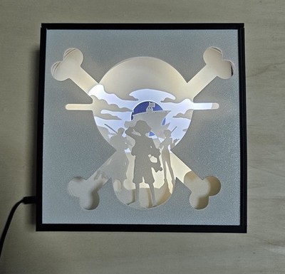 Lampada LED One Piece 3D Shadow Box | Luffy Zoro Nami | Idea Regalo, vista 2