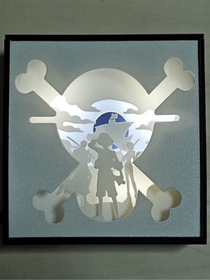 Lampada LED One Piece 3D Shadow Box | Luffy Zoro Nami | Idea Regalo, vista 3