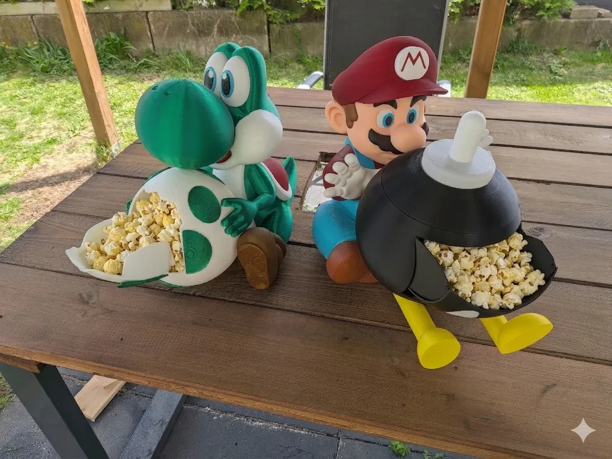 Super Mario porta popcorn - cestello popcorn 3D, vista 2