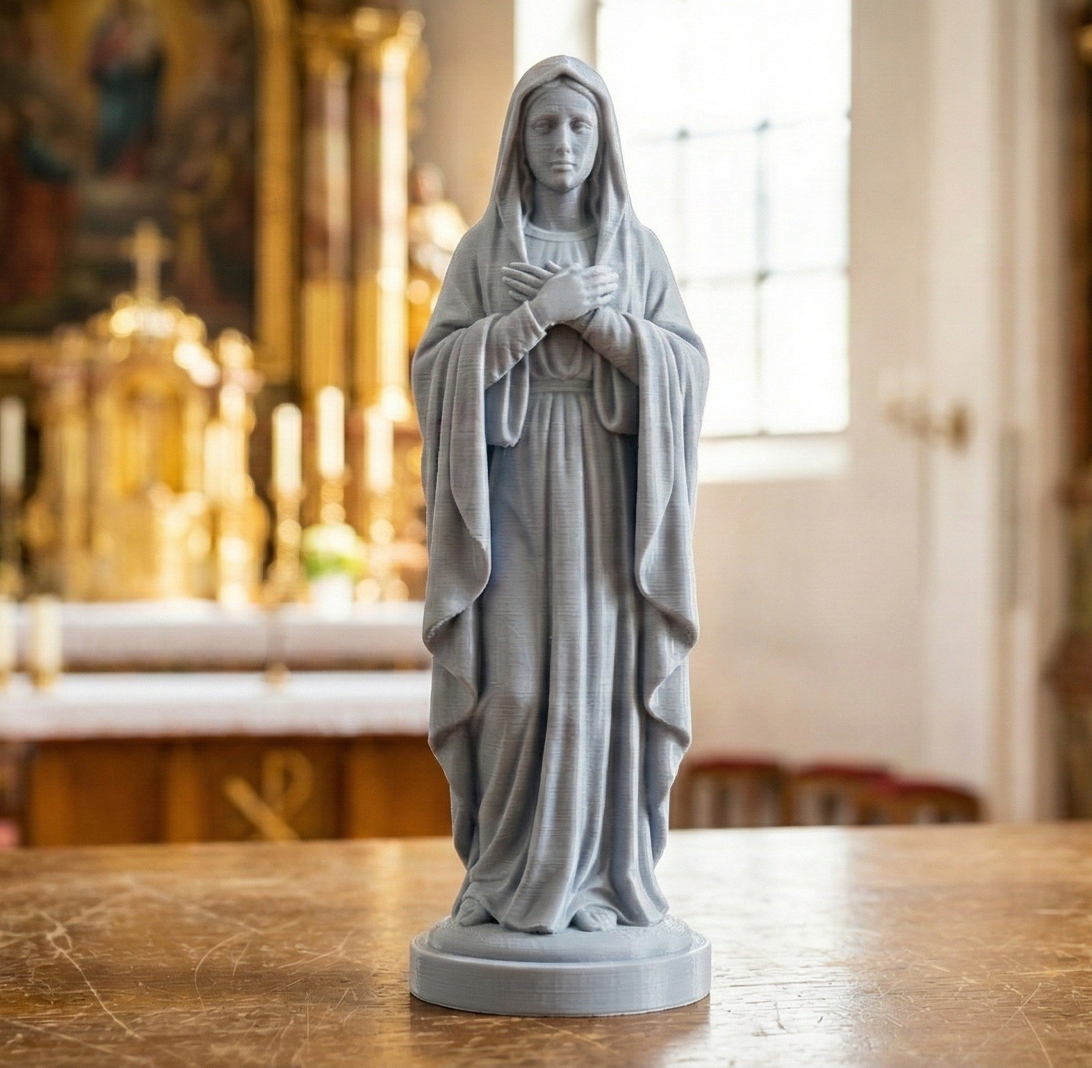 Statua Madonna Vergine Maria Stampata in 3D | Decorazione Sacra Religiosa 20cm