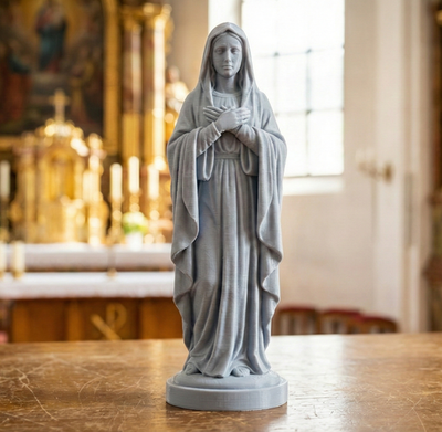Statua Madonna Vergine Maria Stampata in 3D | Decorazione Sacra Religiosa 20cm, vista 3