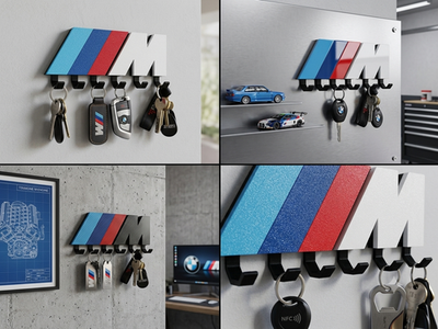 Portachiavi da Parete Stile BMW Performance 6 Ganci Stampato in 3D