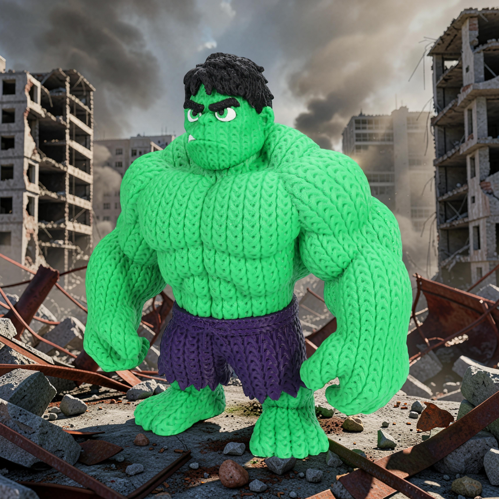 Statuetta Supereroe Stile Cartoon 20cm | Action Figure Decorativa | Hulk, vista 2