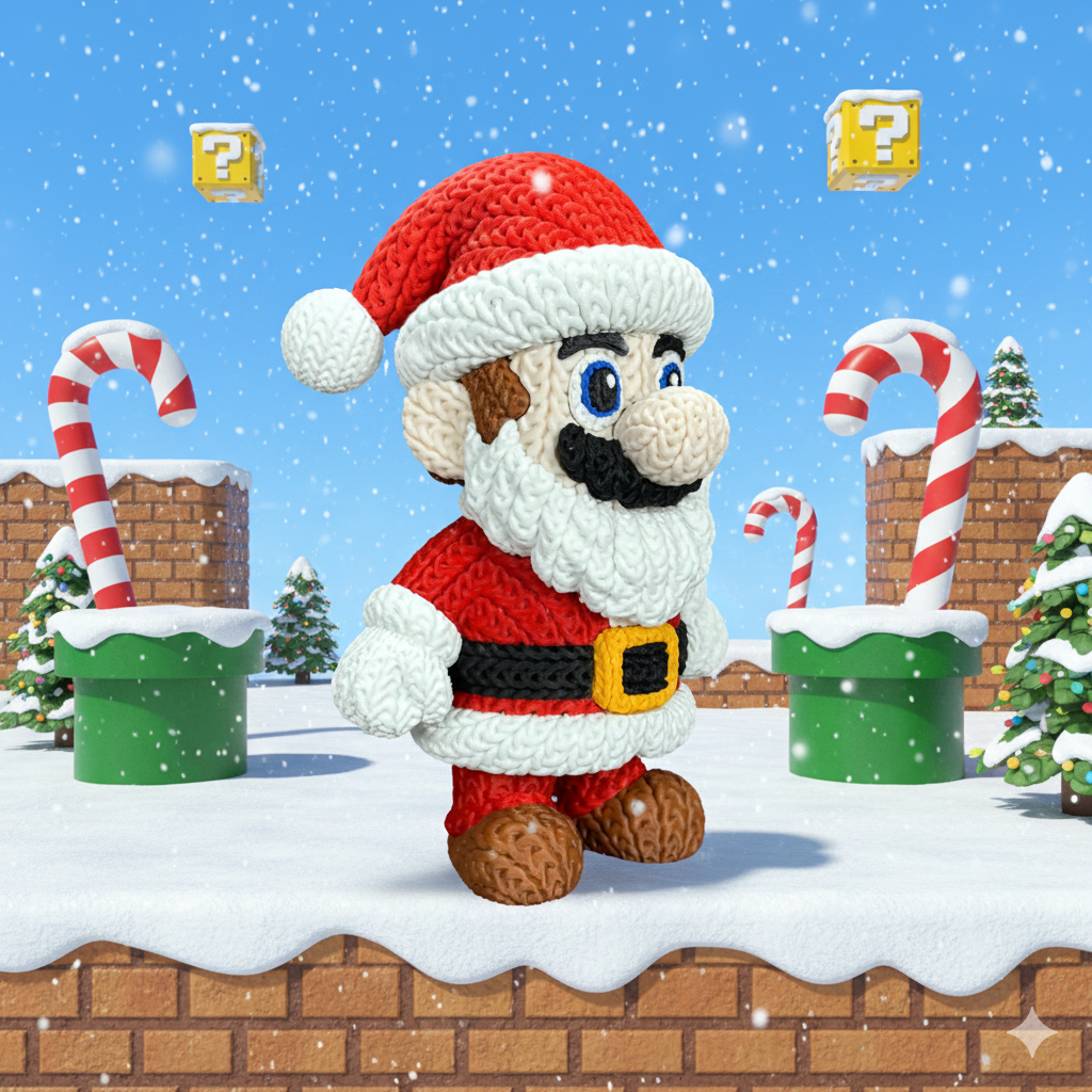 Statuetta 20cm | Action Figure Decorativa | Super Mario Natale, vista 4
