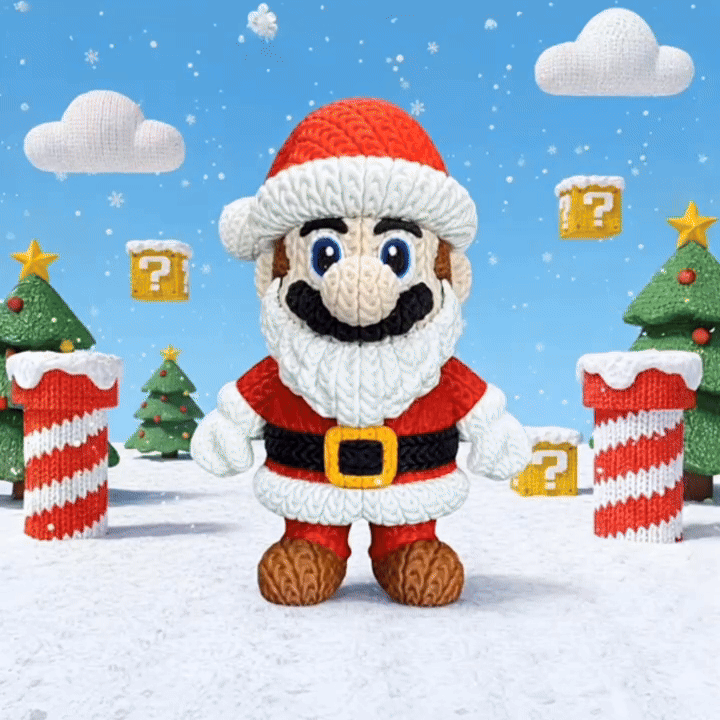 Statuetta 20cm | Action Figure Decorativa | Super Mario Natale